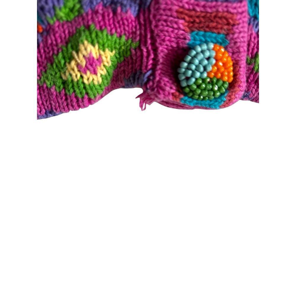 Floral Embroidered‎ Knit Pink Sweater with Beaded Buttons - Picture 7 of 9